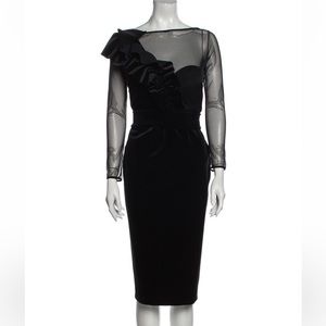 Chiara Boni La Petite Robe Belted Black Velvet Illusion Dress